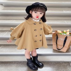 Hi！Kids女童外套秋季新款，兒童洋氣中長款風衣，女寶寶時髦韓系網紅衣服