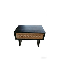 라탄 원목 우드 인테리어의자 벤치 등나무 거실, 완전 조립 완료, 500x400x450mm, 블랙