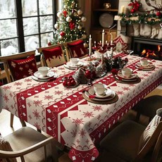 聖誕主題桌布 感恩節氛圍裝飾餐桌布 新年紅色臺布, zBF92聖誕雪襪,200*140CM【適合餐桌】, 1個