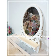 House傢飾 zakka南法田園鄉村風格復古洗白木製壁掛鏡台梳妝鏡 3掛勾