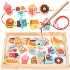 오즈토이 목제 블럭 실꿰기 자석 낚시놀이 교구 디저rai7+1bHZ