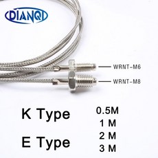 열전대 M6 M8 열 저항 온도 센서 라인 프로브 K 유형 E 0.5M 1M 2M 3M, E 1m M6, 1개