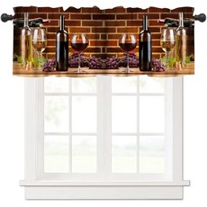 AAVEUP 주방 밸런스 커튼 빈티지 컨트리 과일 및 채소 나비 토마토 플라워 나이프 & 포크 커틀러리 밸런스 쇼트 패널 암막 트리트먼트 드레이프 다이닝 홀 거실용 137.2, 스타일-20