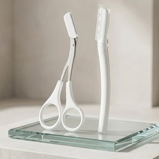 남녀공용 눈썹정리 반달형 칼 세트, 흰색, 2개