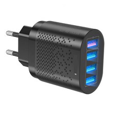 48W QC3.0 네 포트 USB 다기능 고속 충전기, 1개, 블랙