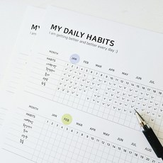 해빗 루틴 골 습관 트래커 1년분 B4 목표 기록 체크 달성 달력 플래너 챌린지 투두 데일리 리스트 갓생살기, 1개, 2.기본구성+원형스티커