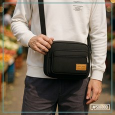 韓系 單肩包 郵差包 生意包 零錢包 機車包 運動包 工作包, 中側背包-黑色