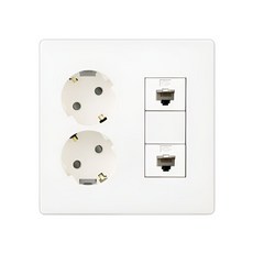 JG산전 (정품) 국산 진흥전기 진흥V시리즈 통합수구 콘센트2구 및 인터넷단자 2ch (Rj45단자 2ch), 1개