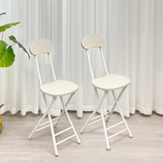 헤임아로 등받이 간편 접이식 폴딩 의자, 화이트 우드, 2개