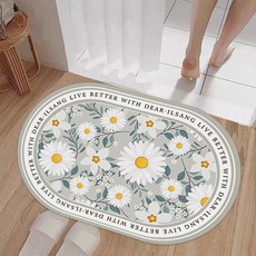 빨아쓰는 4세대 규조토 발매트 북유럽풍, 1개, 하얀 소국