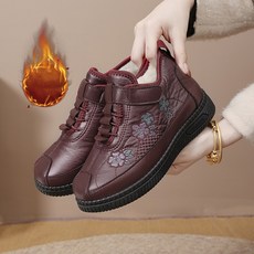 BLTER 여성 겨울 털신발 엄마 할머니 털신발 겨울 방한화 미끄럼방지 슬립온 발편한 단화 기모 털 따뜻한 패션 볍고 편한 여성신발 데일리 캐주얼 여성 스니커즈MLF2558