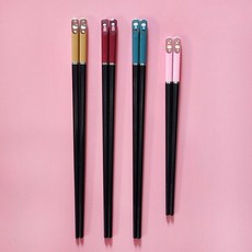 親子合金筷子3雙裝4家用防滑寶寶短小孩分人標志家庭筷一家三口四筷子環保筷防滑筷子耐熱筷子餐具用品, 4口）長款黃貓+爸+媽+短粉貓, 1個