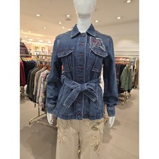 비꼴리끄 데님 자수 벨티드 재킷 B244DJ2120_s 660100