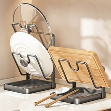 다용도 냄비뚜껑 거치대 조리도구 받침대, 1개, 그레이，1단