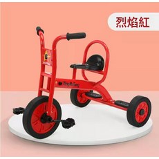 DFMEI 幼兒園兒童三輪車雙人幼教兒童三輪車戶外小孩腳踏玩具車, 6185紅色單人三輪車(加厚橡膠輪):如圖