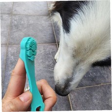 반려견 반려묘 치아 관리 실리콘 손가락 칫솔 애완동물 구강 위생 양치 도구 애견, 1개, 민트