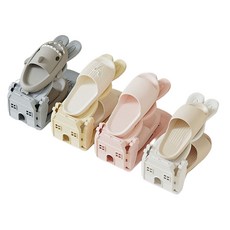 可愛造型雙層鞋架，多功能收納架，節省空間鞋子收納神器, 高低可調芽黃, 4個