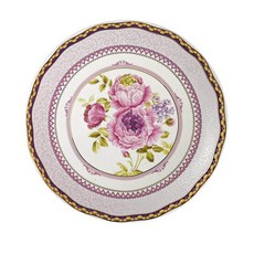 빈티지 플로럴 플라워 그릇 꽃무늬 러블리 원형 플레이트, 8인치 퍼플 엣지 피오니 플레이트