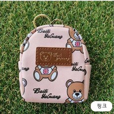 곰돌이 골프공 파우치 볼주머니 라운딩 골프 악세사리, 핑크, 1개
