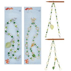 NBEADS 나뭇잎 참 뜨개질 행 카운터 체인 2개 나뭇잎 스티치 마커 숫자 비즈 행 카운터 체인 2개 뜨개질 크로셰 추적 프로젝트 진행 상황용 라이트 그린, NBEADS 나뭇잎 참 뜨개질 행 카운터 체인 2개,