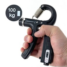 10kg~100kg 고강도 조절 카운팅 그립 손 악력기, 1개, 검정색