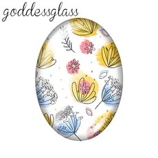 꽃무늬 잎사귀 장미 아름다움 타원형 사진 유리 카보숑 데모 플랫백 제작용 부자재, 14. TB0094-06