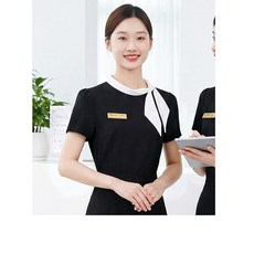 工作服 美容院工作服 春夏款工作服 專業美容師服 女高端時尚套裝 職業專用套裝, 1個, 單件黑色短袖 工廠直銷 ,XL  57.5-62.0公斤, 單件黑色短袖