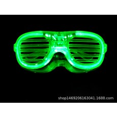 LED發光眼鏡 百葉窗 冷光派對道具, 百葉窗款 綠色 含電子, 1個