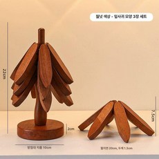 모던심플 별 사과 냄비받침대, 1개, 월넛 컬러 원목 트리 3단
