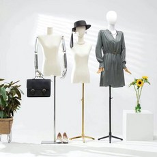 韓版平肩鎖骨模特道具女半身人臺服裝店直角肩平胸人臺模特展示架, 1個, 棉布（純白色）,單身體/慎拍