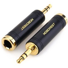 MOBOREST 3.5mm 수 6.35mm 암 스테레오 순수 구리 어댑터 1 8인치 플러그 4인치 잭 헤드폰 변환 앰프 패션 1Red 1Blue 사용 1974027, BLACK-2PCS