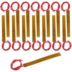 15개 필름 히터 플레이트 접착 패드 12V 7W PI 발열체 필름 12V 7W 25mm x 50mm 스트립 히터 접착 폴리이미드 히터 플레이트15cm 와이어, 12V 12W