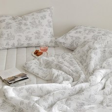 썸머로맨스 스노우시어서커 여름 홑이불(SS/Q/K) 6종, 05. 그린가든