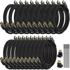 4K HDMI 케이블 15피트(3팩) 울트라 HD 2.0 케이블 나일론 브레이드 및 금도금 커넥터 @ 60Hz 2K 1080P HDCP 2.2 ARC 노트북 모, 15 Feet, 20 Pack