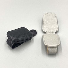 자동차 썬바이저 선글라스 보관함 가죽 자석 안경걸이 차량용 클립 카드홀더, 블랙