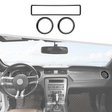 Jimen 포드 머스탱 2010-2014와 호환 3피스 센터 콘솔 대시 에어 벤트 콘센트 커버 내부 트림 액세서리 (탄소 섬유) 129746, 탄소 섬유