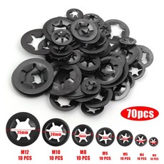 매화꽃 모양 가스켓 내부 톱니형 스타 M8 고정 M1 M5 링 외부 M3 세트 M12 M4 와셔 록 M6, 70pcs