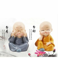 可愛四不小和尚擺件 禪意桌面裝飾品, 1個