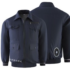 36V風扇製冷空調服 18小時續航風扇降溫外套, 1個, 藏青色--單件衣服,L【47-58kg】