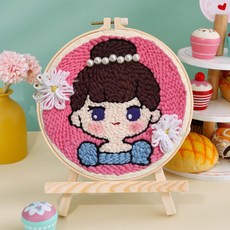 【超繪玩】戳戳繡毛綫繡針材料包 兒童學生課活動裝飾畫, 小公主—送戳筆+支架 （材料包）⚑⚑, 1個