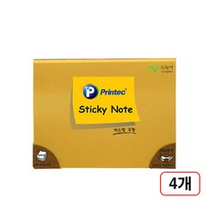 프린텍)스티키노트 파스텔(102x76mm100매), 4개, 주황10276O