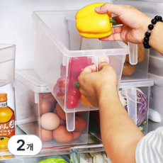 홈플로우 분류 수납 냉장고 정리함, 2개, 투명