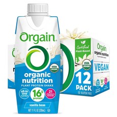 Orgain Organic Nutritional 비건 단백질 쉐이크 부드러운 초콜릿 - 식물 기반 단백질 16g 식사 대체품 비타민 및 미네랄 22개 과일 및 채소 글, 11 Fl Oz (Pack of 12), 295ml