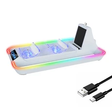 LED 표시기 충전 도크가 포함된 멋진 PS5 Portal 핸드헬드는 컨트롤러 2개를 수 있으며 3-in-1 가능합니다., 01 하얀색