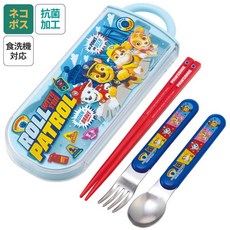 Skater 兒童餐具組 筷子湯匙叉子收納盒 三麗鷗迪士尼寶可夢瑪利歐系列 可機洗 日本製, 1個, 藍色-汪汪隊（現貨/526）, 藍色-汪汪隊, 筷子、湯匙、叉子、外盒