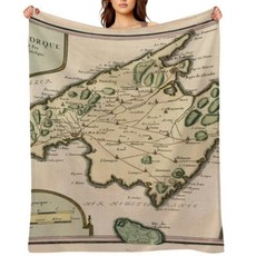 빈티지 마요르카 섬 지도 담요 관광객 만화 이불 솜털, 2. 200x150cm(80x60in)