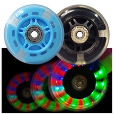 킥보드 발광 LED 불바퀴 80mm 베어링넘버 ABEC-7 608ZZ 휠 라이트 우레탄 바퀴 인라인 에스보드, 블루, 1개