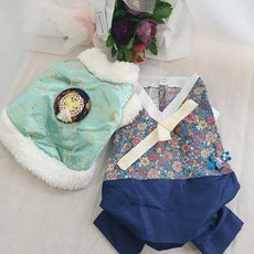 플라워 한복 올인원, 블루, 1개