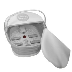 健身之星 HY-STAR 摺疊氣泡按摩足浴機 恆溫加熱泡腳桶 腳底滾輪SPA足浴盆, 1個, 白色, 白色