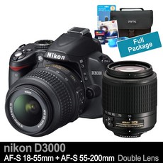 니콘카메라 D3000+18-55mm+55-200mm 더블렌즈+고속32GB메모리+여행용가방+리더기+UV필터+청소셋 [풀세트 포함] k, 단품
